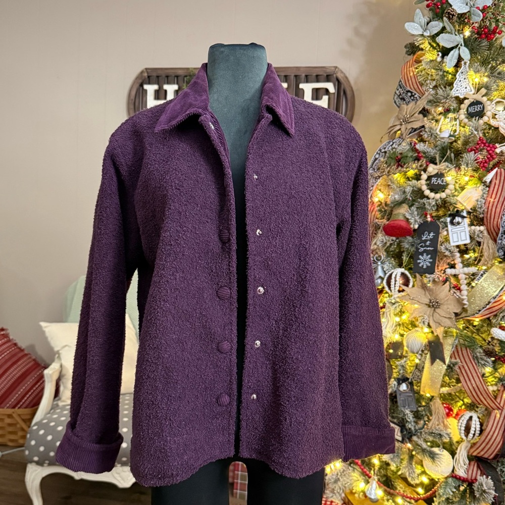 Sandro • Purple Sherpa Jacket with Corduroy Trim